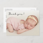 Handgeschreven Script Newborn Baby Foto Dank u Briefkaart (Voorkant / Achterkant)
