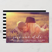 Handgeschreven script onze datumaankondiging opsla save the date (Voorkant / Achterkant)