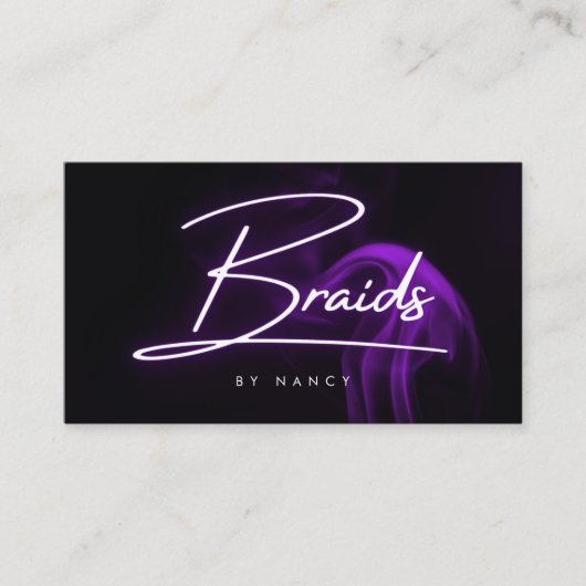Handgeschreven Script Paarse neon vlechten Visitekaartje (Voorkant)