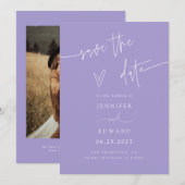 Handgeschreven script paarse trouwdatum Save The D Date (Voorkant / Achterkant)