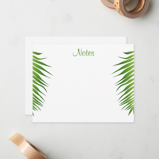 Handgeschreven Script Palm Leaves Sjabloon Floral (Voorkant / Achterkant in situ)