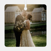 Handgeschreven Script Pas getrouwd Holiday Metal O Metalen Ornament (Achterkant)