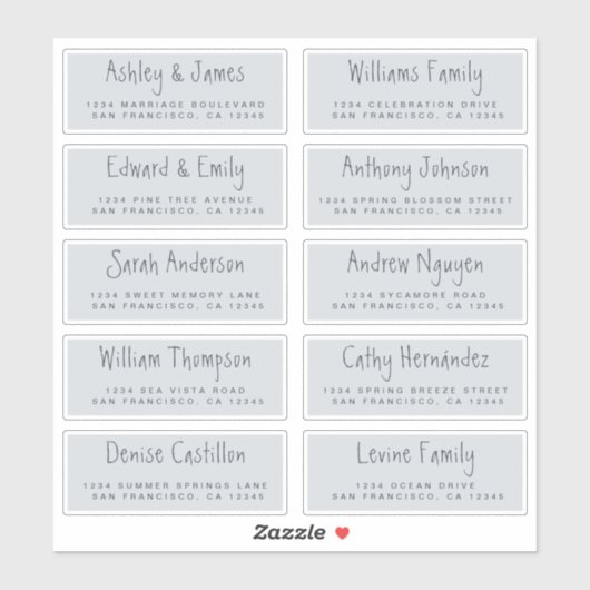 Handgeschreven Script Pastel Blue Adresetiketten Sticker (Vel)