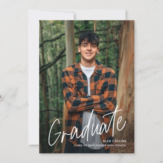 Handgeschreven Script Photo Afstuderen Aankondiging (Voorkant)