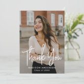 Handgeschreven Script Photo Afstuderen Bedankkaart (Staand voorkant)