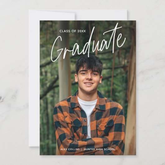 Handgeschreven Script Photo Afstuderen Kaart (Voorkant)