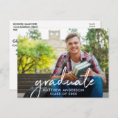 Handgeschreven Script Photo Graduation Party Briefkaart (Voorkant / Achterkant)