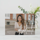 Handgeschreven Script Photo Graduation Party Kaart (Staand voorkant)