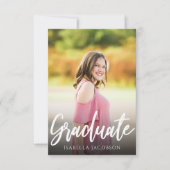 Handgeschreven Script Photo Graduation Party Kaart (Voorkant)