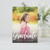 Handgeschreven Script Photo Graduation Party Kaart (Staand voorkant)