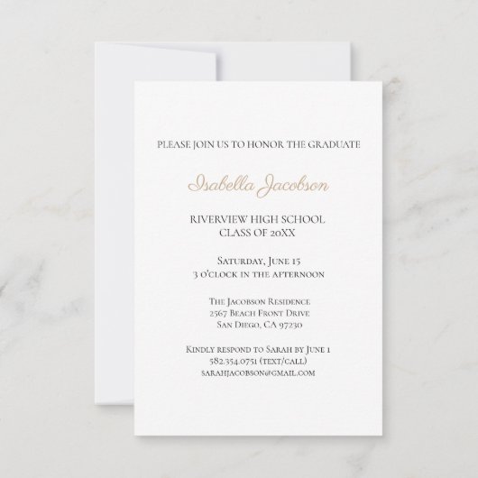 Handgeschreven Script Photo Graduation Party Kaart (Achterkant)