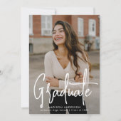 Handgeschreven Script Photo Graduation Party Kaart (Voorkant)