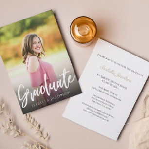 Handgeschreven Script Photo Graduation Party Kaart