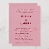 Handgeschreven Script Pink & Red Custom Wedding Kaart (Voorkant / Achterkant)