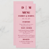 Handgeschreven Script Pink & Red Custom Wedding Menu (Voorkant / Achterkant)
