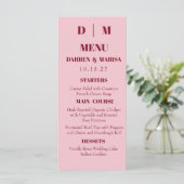 Handgeschreven Script Pink & Red Custom Wedding Menu (Staand voorkant)