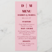 Handgeschreven Script Pink & Red Custom Wedding Menu (Voorkant)