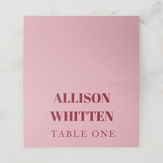 Handgeschreven Script Pink & Red Custom Wedding Plaatskaartje (Buitenkant ongevouwen)