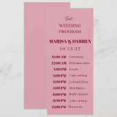 Handgeschreven Script Pink & Red Custom Wedding Programmakaart (Voorkant / Achterkant)
