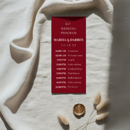 Handgeschreven Script Pink & Red Custom Wedding Programmakaart