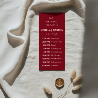 Handgeschreven Script Pink & Red Custom Wedding Programmakaart