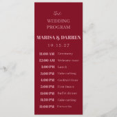 Handgeschreven Script Pink & Red Custom Wedding Programmakaart (Voorkant)