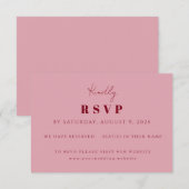 Handgeschreven Script Pink & Red Custom Wedding RSVP Kaartje (Voorkant / Achterkant)