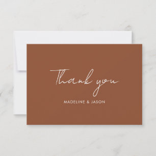 Handgeschreven Script Plain Terracotta Wedding Bedankkaart