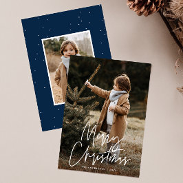 Handgeschreven Script Prettig Kerstmis Marine 2 Fo Feestdagenkaart
