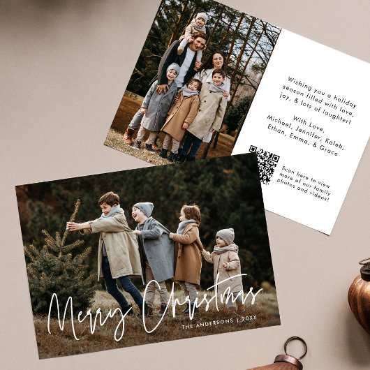 Handgeschreven Script Prettig Kerstmis QR Code 2 F Feestdagenkaart