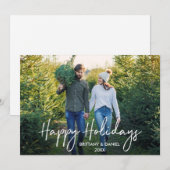 Handgeschreven script Prettige feestdagen Couple P Feestdagenkaart (Voorkant / Achterkant)