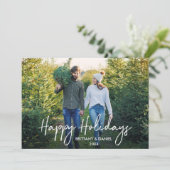 Handgeschreven script Prettige feestdagen Foto Kra Feestdagenkaart (Staand voorkant)