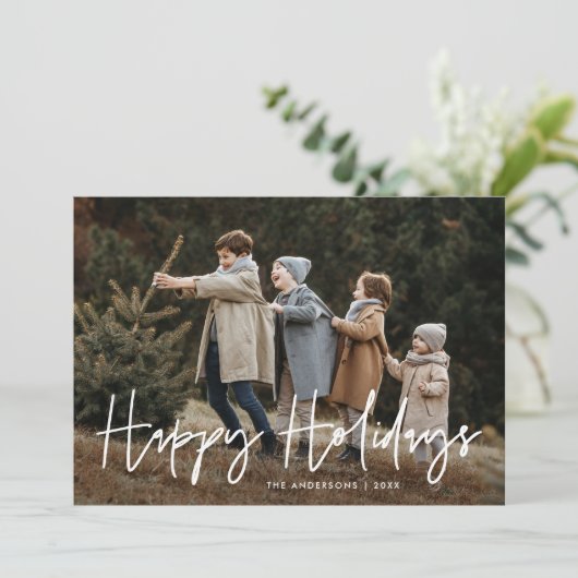 Handgeschreven script Prettige feestdagen QR Code  Feestdagenkaart (Staand voorkant)