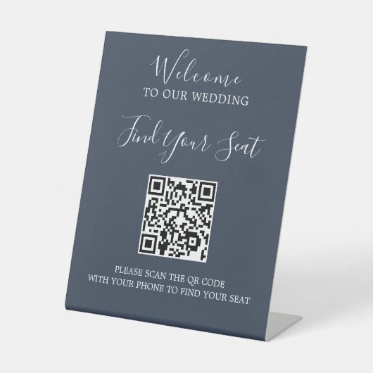 Handgeschreven script QR-code bruiloft zitplaats Reclamebord Met Voetstuk (Voorkant)