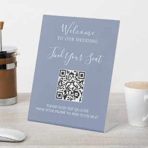 Handgeschreven script QR-code bruiloft zitplaats Reclamebord Met Voetstuk