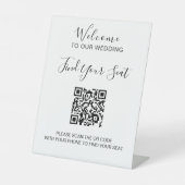 Handgeschreven script QR-code bruiloft zitplaats Reclamebord Met Voetstuk (Voorkant)