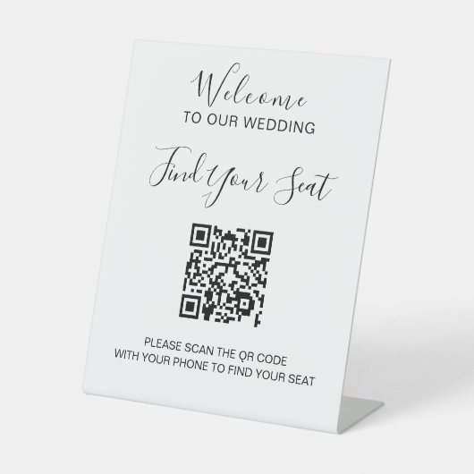 Handgeschreven script QR-code bruiloft zitplaats Reclamebord Met Voetstuk (Voorkant)