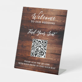 Handgeschreven script QR code rustieke bruiloft zi Reclamebord Met Voetstuk