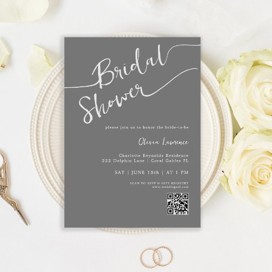 Handgeschreven script QR-Vrijgezellenfeest Uitnodi Kaart