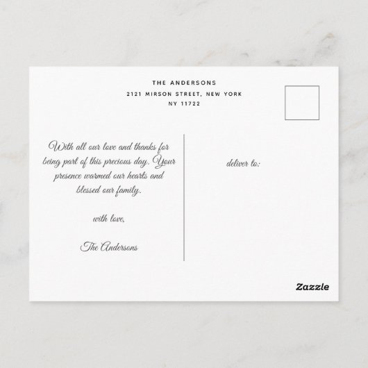 Handgeschreven Script Religieuze Doop Dank Je Wel Briefkaart (Achterkant)