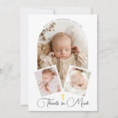 Handgeschreven script religieuze doop dank u bedankkaart (Voorkant)