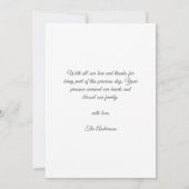 Handgeschreven script religieuze doop dank u bedankkaart (Achterkant)