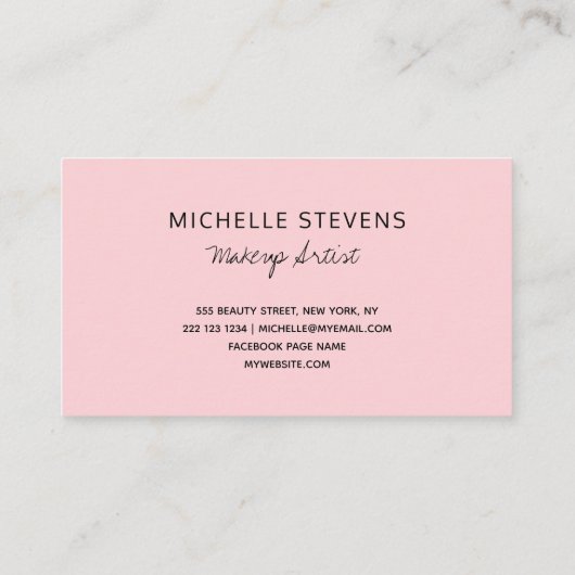 Handgeschreven Script Roos Goud Zwart Make-up Arti Visitekaartje (Achterkant)
