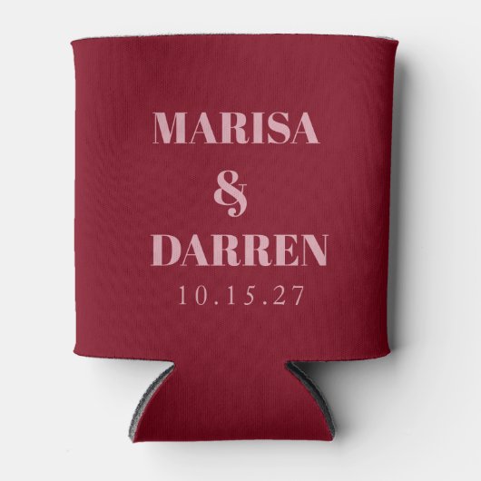 Handgeschreven Script Roze Aangepaste Trouwdag Blikjeskoeler (Voorkant)