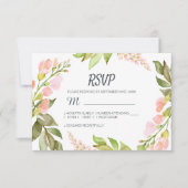 Handgeschreven script roze Floral Rustic Boho Wedd RSVP Kaartje (Voorkant)
