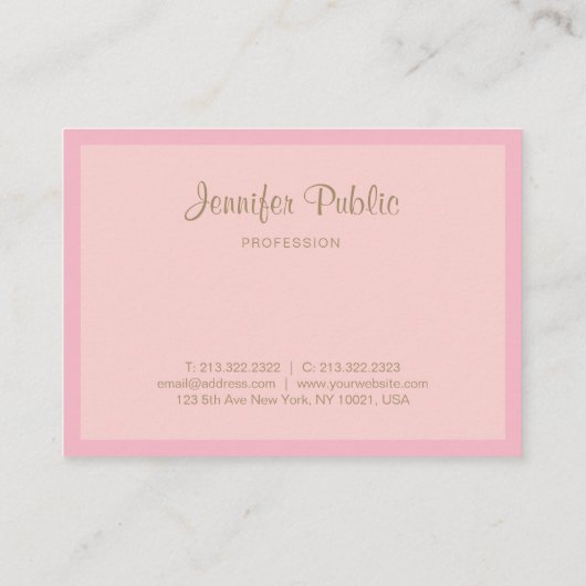 Handgeschreven script roze Gold Chic Sjabloon Mode Visitekaartje (Achterkant)