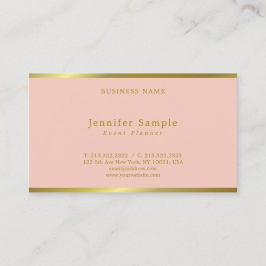 Handgeschreven Script Roze Goud Modern Elegant Bea Visitekaartje (Achterkant)