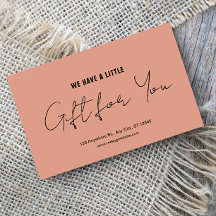 Handgeschreven Script Roze & Zwart Cadeaubon Visitekaartje