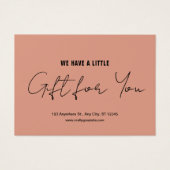 Handgeschreven Script Roze & Zwart Cadeaubon Visitekaartje (Voorkant)