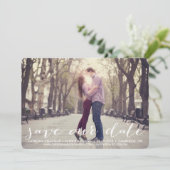 Handgeschreven script Save Our Date-aankondiging Kaart (Staand voorkant)